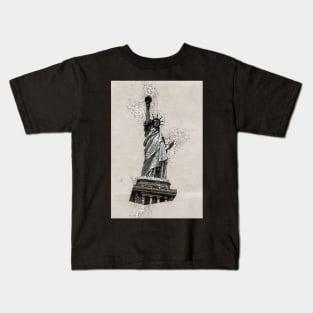 Statue of LIBERTY New York Monument Vintage Black and white Kids T-Shirt